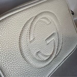 White Leather Crossbody Bag with Embossed Logo